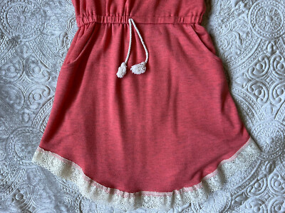 izzy and addie Girls Red Short Sleeve Drawstring Mini Summer Dress Sz 10 |  eBay