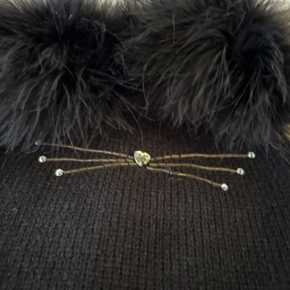 Kate Spade Womens Hat Black Beanie Cat Whiskers Fuzzy Pom Pom Ears - Image 2 of 4