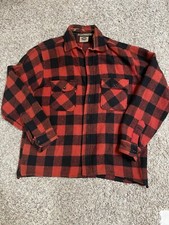 Vintage 50s 60s Pilgrim Buffalo Plaid Wool Shirt Size Large Workwear Sears U S A