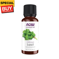 NOW Essential Oils, Basil Oil, Energizing Aromatherapy Scent, Stream Distilled,