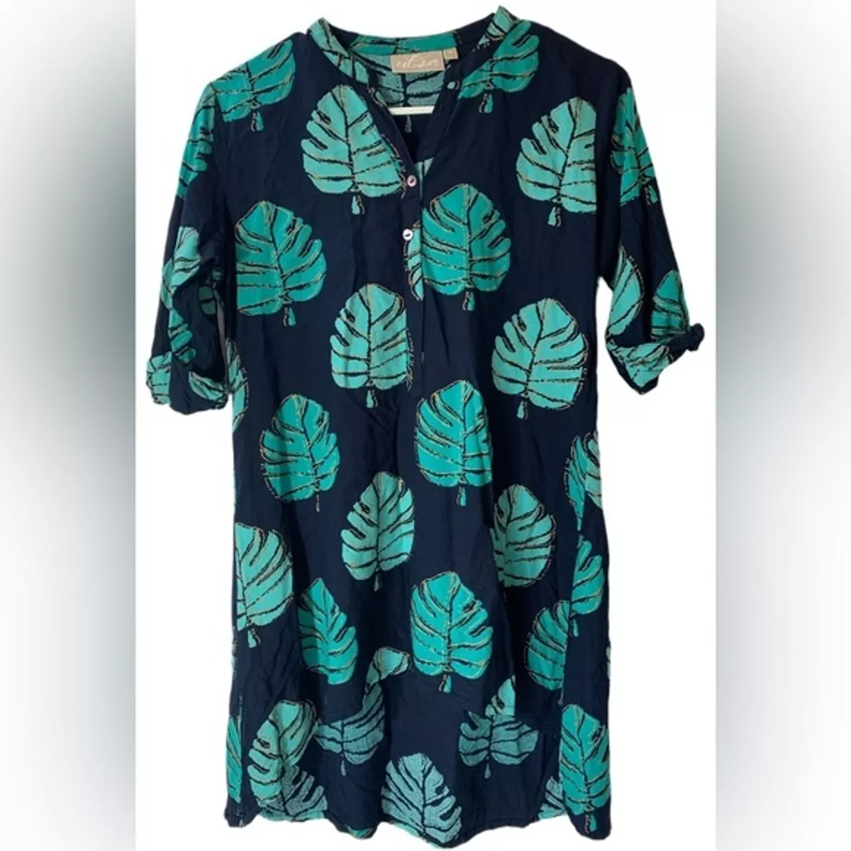 Utsa by Westside Women s Navy Leaf Print High Low Kurti Size M eBay