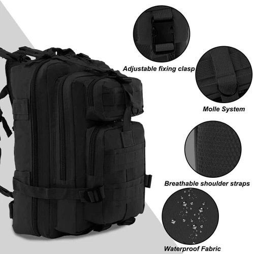 30L Outdoor Military Molle Tactical Hiking Camping Waterproof Rucksack Backpack - Picture 3 of 11