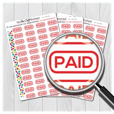 Paid Planner Stickers for Diary Calendars, Journals and Scrapbooking