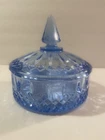 Vintage Indiana Depression Glass Diamond Point  Pastel Blue Princess Candy Dish