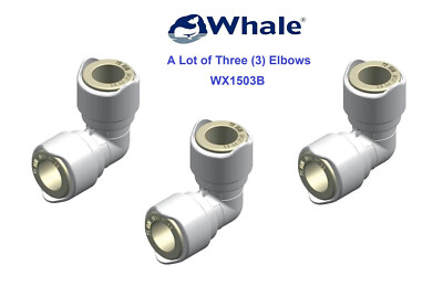 3-Marine Whale WX1503B Equal Elbow 15mm NSF Plumbing Pipe Quick Connect Fitting