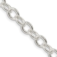 24" Sterling Silver 6.8mm Oval Cable Chain Necklace