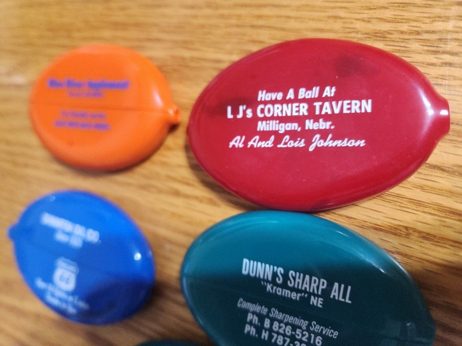 Vintage Coin Purse Squeeze Open Pouch, Advertising Nebraska businesses