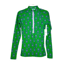 J Crew Rash Guard Womens's XXS Floral Green 1/2 Zip UPF 50 Long Sleeve Beach