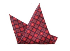 Eksel Pocket Square Red Blue White Geometric Men's