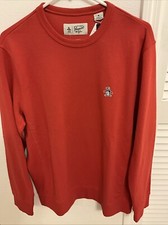 NEW Original Penguin Sticker Pete Fleece M Sweatshirt Red Crew Sweatshirt