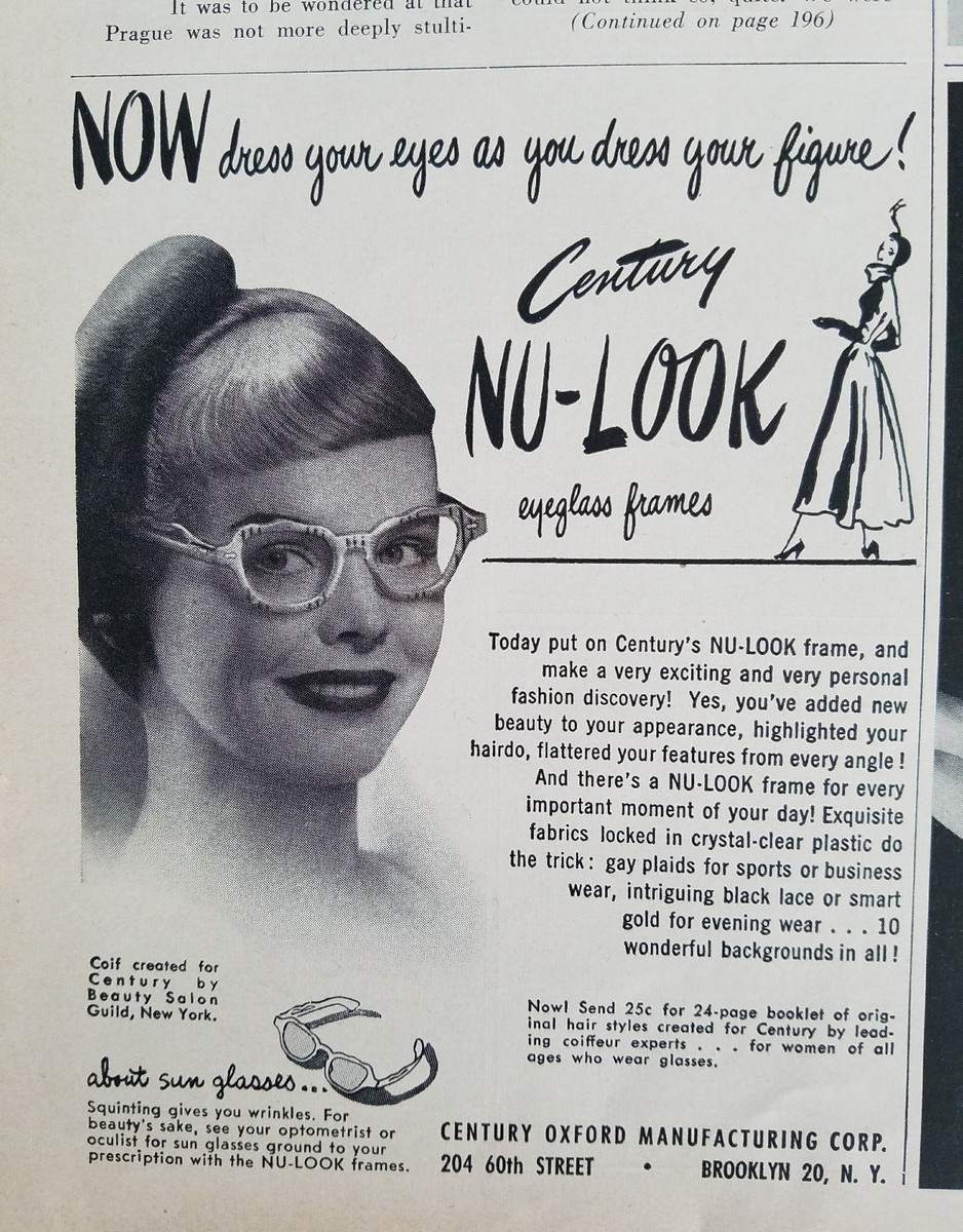1948 Century Oxford Nu-Look vintage women's eyeglasses eyeglass