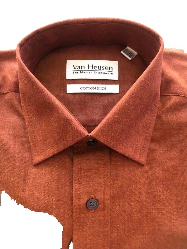 Botón Casual sólido algodón Van Heusen-Down Shirts for Men