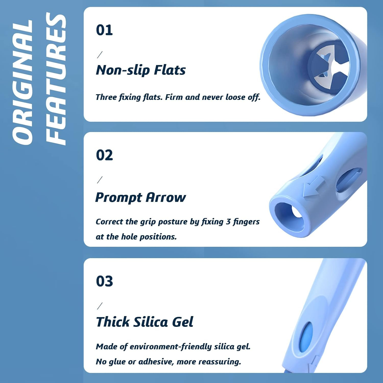 Ergonomic Pencil Grip, Extender & Cap 3 in 1, Silicone Pencil Partners Pack of 6