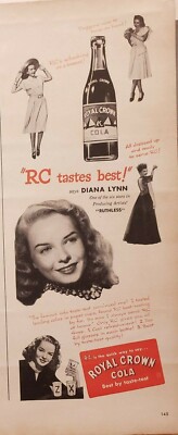 ダイアナ Loretta Young RC Cola Print Ads 2 Vintage 1948 Ephemera Art Decor&