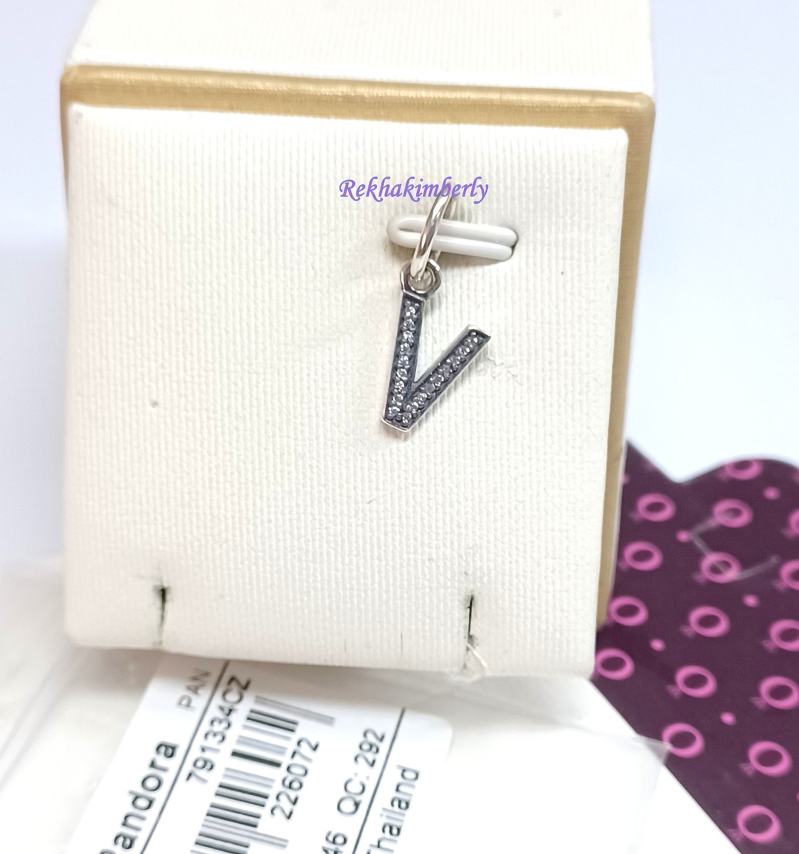 Pandora Alphabet Letter 'V' Pendant Charm S925ALE Zirconia Genuine