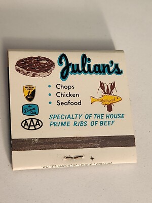 JULIANS Chops Chicken Seafood Prime Rib VTG Book Collectible Matches Matchbook
