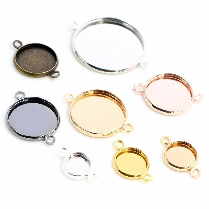 50pcs Cabochon Base Tray Round Bezels Blanks Bracelet Pendant Jewelry  Findings