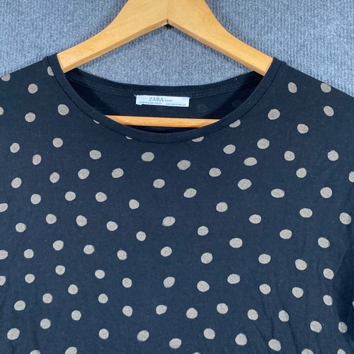 Zara Shirt Womens US M / AU L Black Gold Top Tee Polka Dot Office Career Z125 - Picture 2 of 10
