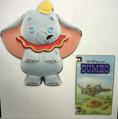New Disney Parks 2022 Dumbo VHS Pin Set Of 2   Limited Release 