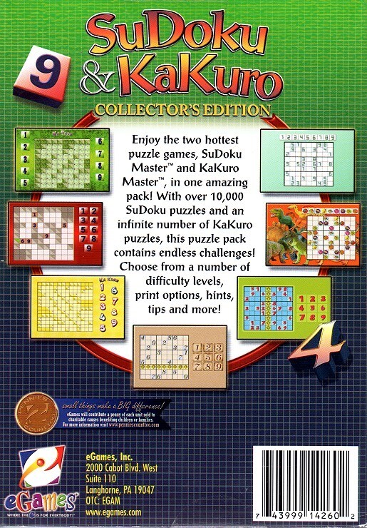 SuDoku & KaKuro Collector's Edition (PC-CD, 2006) for Windows - NEW CD ...
