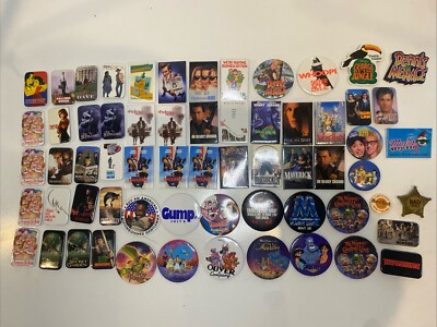 Vintage 90s Disney/Pauly Shore/Jim Carrey Movie Buttons Lot Of 63