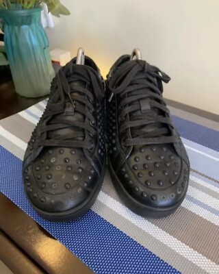 Gucci Black Brooklyn Leather Studded Spikes Sneakers US 7