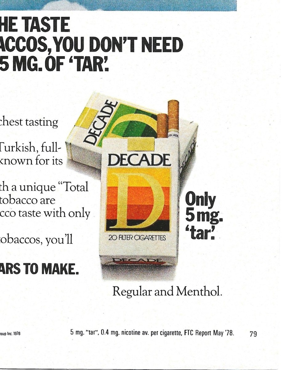 Vintage Print Ad Decade Cigarettes - Taste of Fifteen Fine Tobaccos