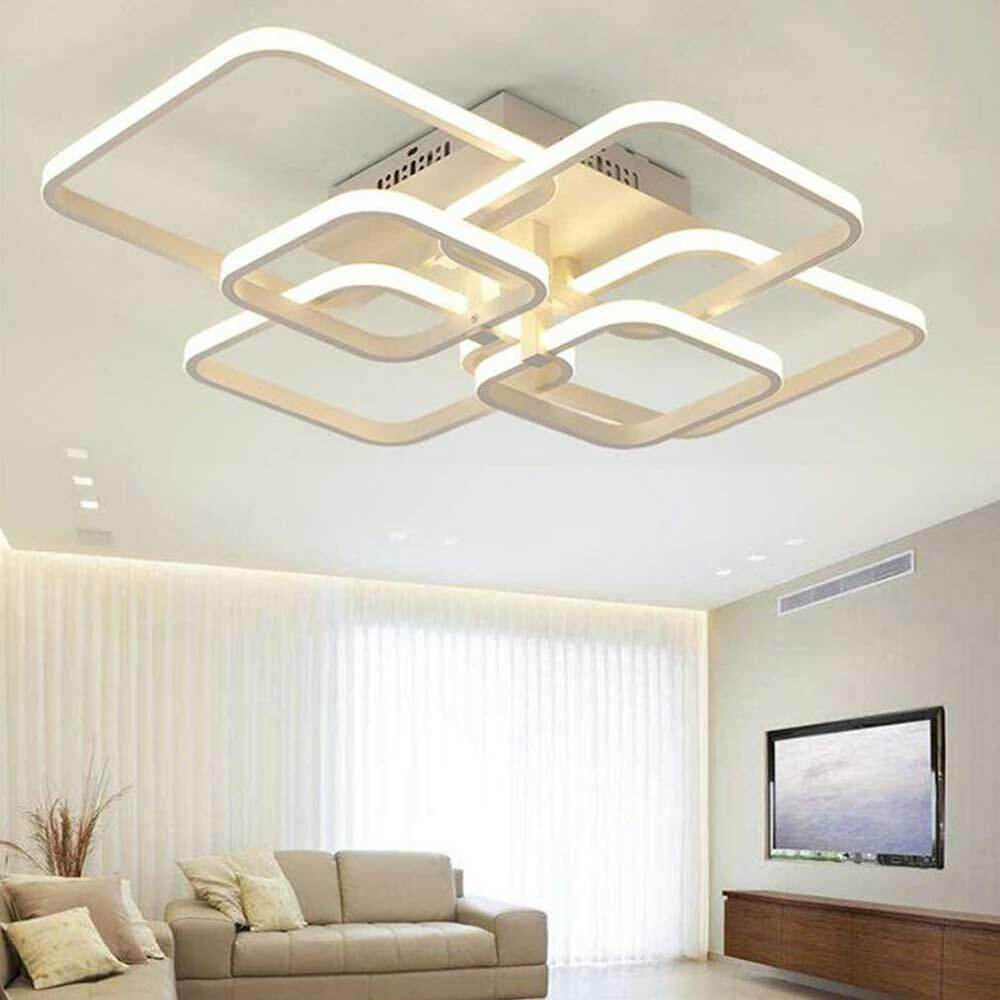 Lampadario Soffitto LED 70W Design Minimalista 6 Quadrati Moderno