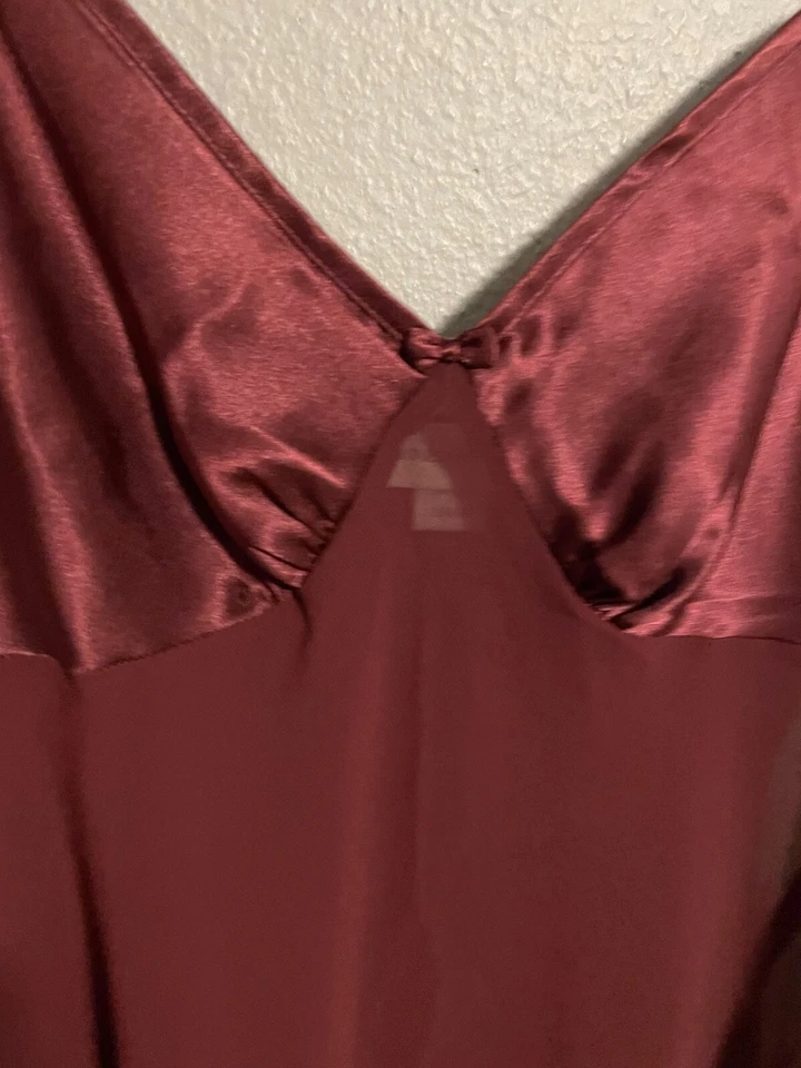 Vestido sin Mangas Jones New York Para Mujer Talla Grande Granate Babydoll Borde Satinado Hada Y2K Foto 2 de 4