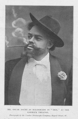 OSCAR ASCHE Schauspieler als Maldonado in Iris im Garrick Theater - antiker Druck 1902