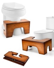 StrongTek Toilet Stool Squat Adult, Foldable Poop Stool, 7  9 Reddish Brown