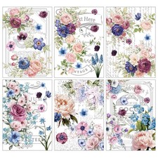 Flower Rub on Transfers for Crafts and 21 x 30 cm/8.26 x 11.81 inches,