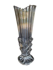 Art Deco style fluted and footed clear vase