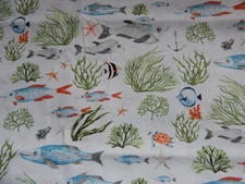 2  Yd Fish on Light Blue Print Fabric