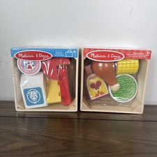 Lot Of 2 Melissa Doug Wooden DAIRY DINNER Box Play Food Set-New Sealed