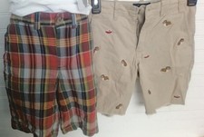 Ralph Lauren Boys Shorts 8Y Multicolor Plaid-Dogbones TWO pair Cotton preppy LOT