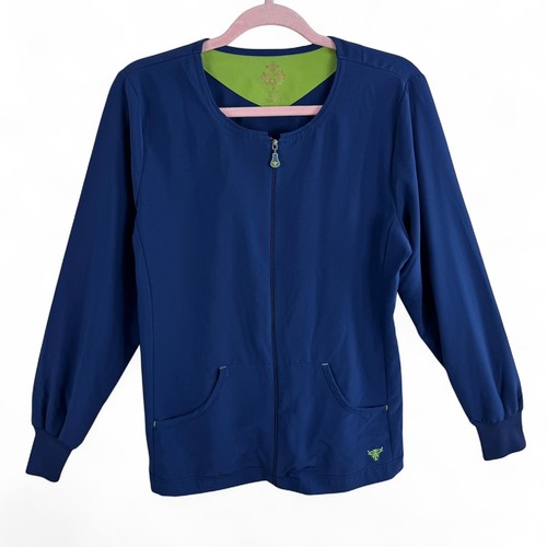 Med Couture Gold 8658 Womens Navy Blue Full Zip Scrub Jacket Medium