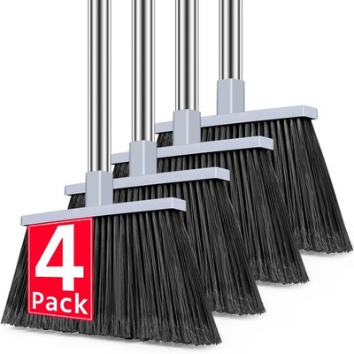 PBHEPJ Broom, 4 Pack Outdoor Broom for Floor Cleaning, 58'' Long 4 pack, Gray 