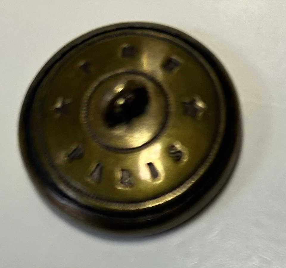 Antique Swallow Bird Button On White W Paris Ceramic Back Mark Mounted In Brass - Image 4 of 4