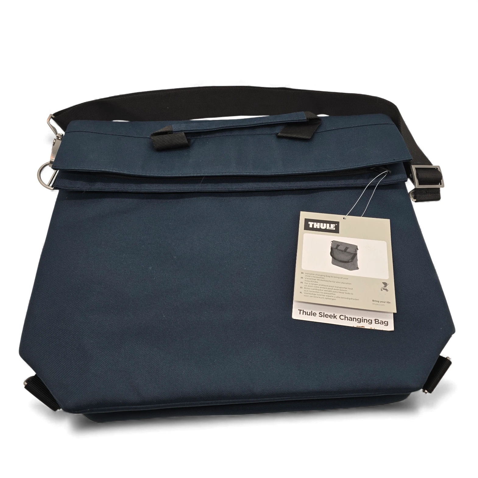 Thule Sleek Changing Bag Blue 17x13x5" Diaper Bag w/ Mat & Stroller Straps