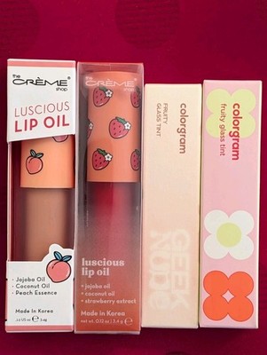 Lot of 4 - 2 colorgram Fruity Glass Tint Lip 2 The Creme Shop Luscious Lip Oils