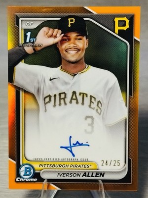 IVERSON ALLEN 2024 Bowman Chrome 1st True Orange Refractor /Auto SP 25 #PIRATES!