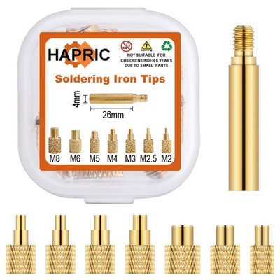 8 Pcs Heat Set Insert Tool Soldering Iron Tips M2 M2.5 M3 M4 M5 M6 M8 Thread... 