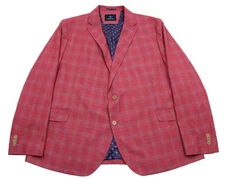 TailorByrd Blazer Mens 48 R Nantucket Red Plaid Stretch Fabric Sport Coat Jacket