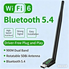 AX900 WiFi 6 USB Adapter Bluetooth 5.4 Dual  Band 2.4/5 GHz 2in1 Dongle Win10/11