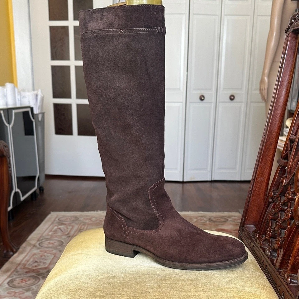 Botas de Montar Vera Wang Etiqueta Lavanda Marrón Gamuza Talla 10.5 Hechas en Italia Foto 2 de 4