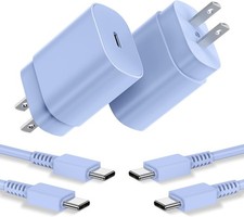 2 Pack 25W PD USB-C Fast Wall Charger for Samsung Galaxy S23 S22, 3ft Cable