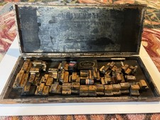 Vintage Printer’s wood box Foundry Type Block Set, Wood Printing Blocks