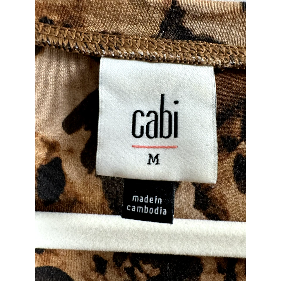 Cabi Leopard Print Long Sleeve Mobwife Glam Bodycon Stretch Jersey Maxi Dress M - Image 4 of 4