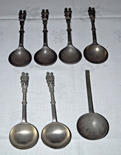 Konvolut Vintage Zinnl&ouml;ffel &ndash; 7-tlg. Set Hochzeitsl&ouml;ffel &bdquo;Brautpaar&ldquo;